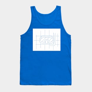 REVERSED GRID DRAWING OF A DIVE MASK white Tank Top